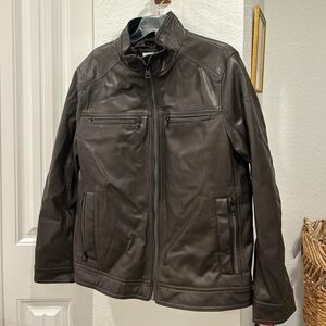 Calvin Klein Men's Dark Brown Leather Jacket